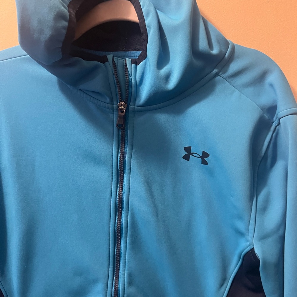 Under Armour Youth XL Blue and Black Hoodie mid weight jacket. - Picture 2 of 9